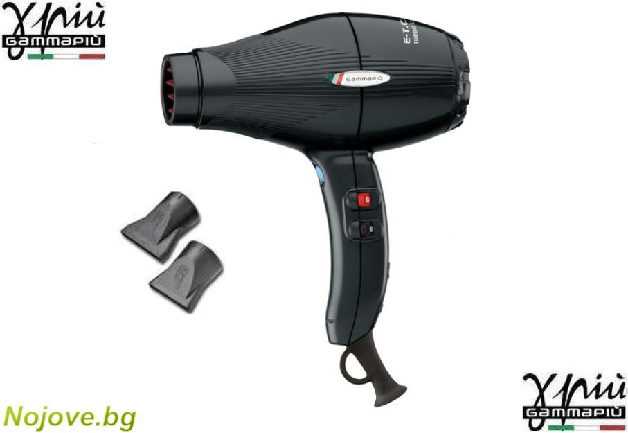 Gamma Piu ETC Light L Professional hairdryer - Tormalionic, Black, Професионален сешоар за коса, компактен и мощен, тегло: 390 гр, мощност: 2100 W, ГамаПю Италия